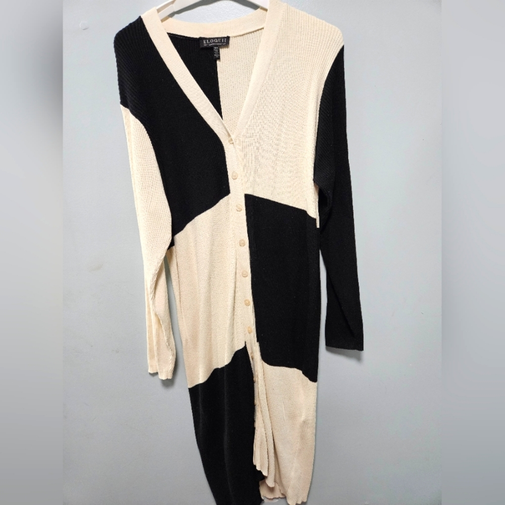 Black and white checker box plus size sweater dress.